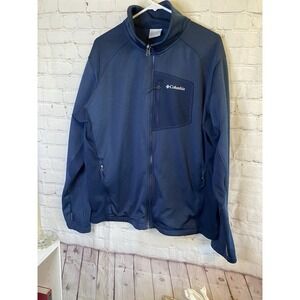 Columbia Ascender II Blue Softshell Full Zip Ski Jacket Winter Coat Men Size Lar